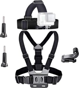 vvhooy action camera accessories head strap mount chest harness compatible with akaso ek7000 brave 4 brave 7 le v50x native/gopro hero 12 11 10 9 8 7 6 5/vemont/dragon touch/hls/apexcam/remali
