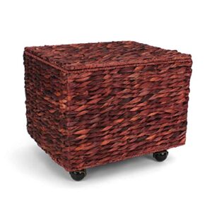 seagrass rolling file cabinet - home filing cabinet - hanging file organizer - home and office wicker file cabinet - water hyacinth storage basket for file storage (russet brown)