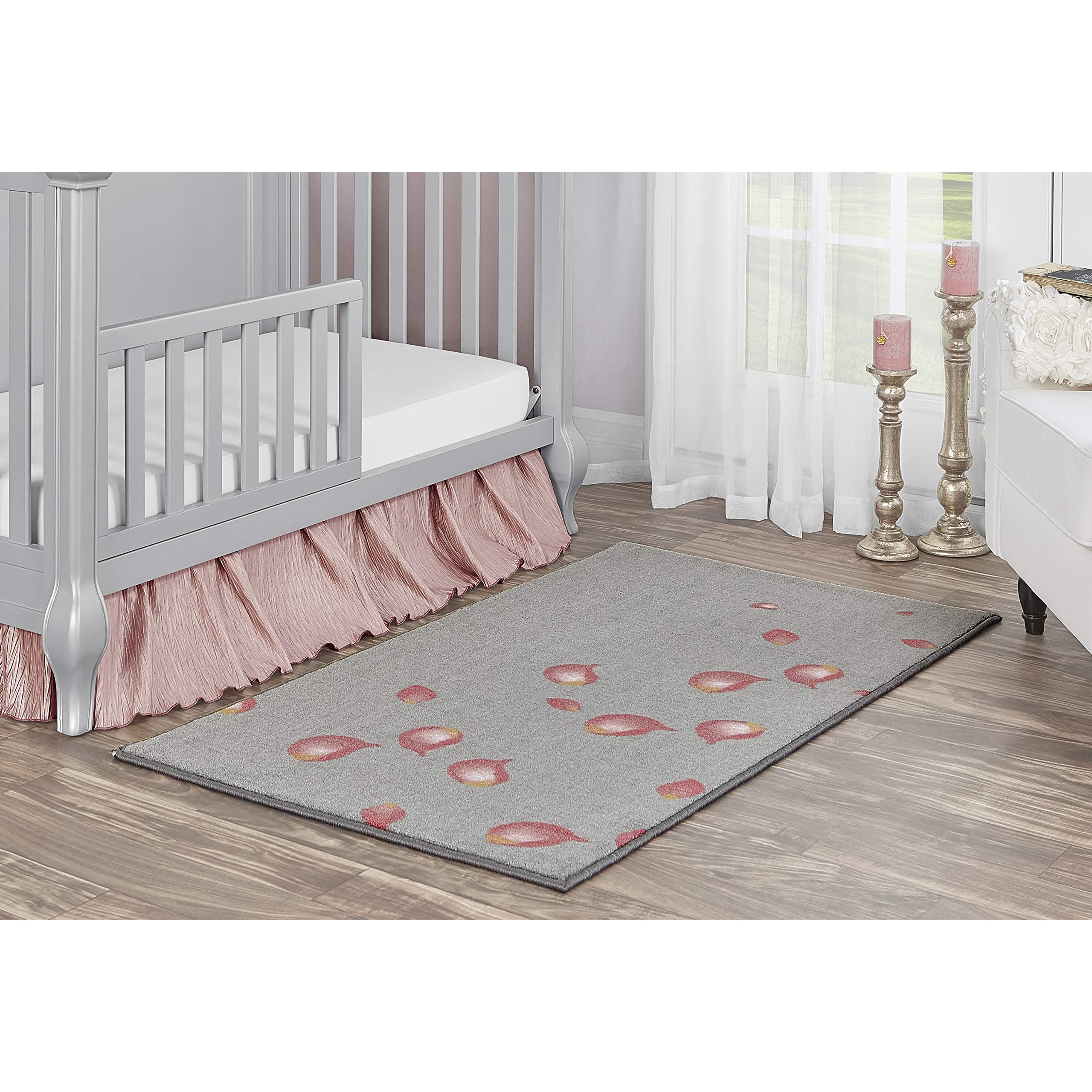 Evolur Home Aurora Pink Petals Nursery Rug 55"x31.5" in Pink and Grey