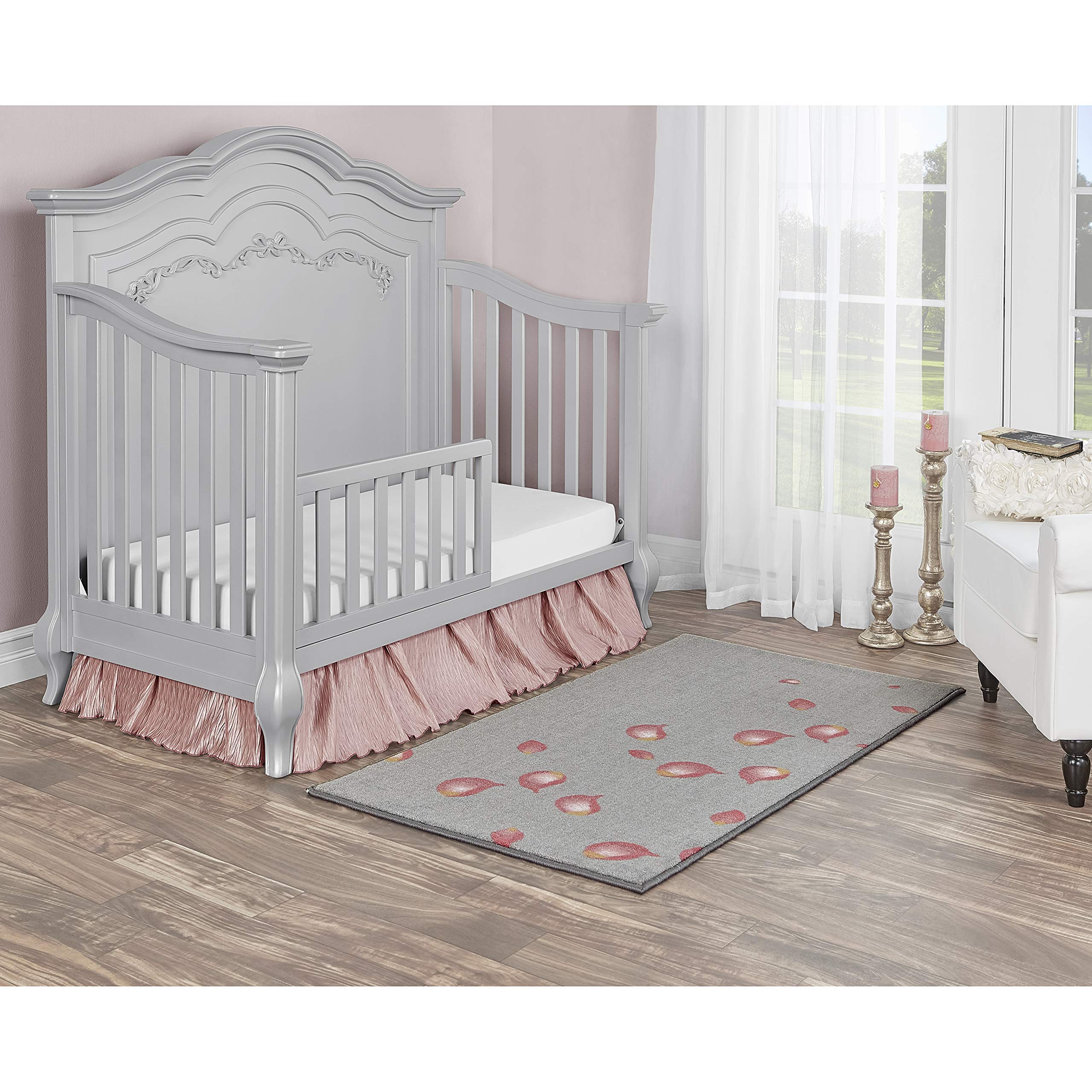 Evolur Home Aurora Pink Petals Nursery Rug 55"x31.5" in Pink and Grey