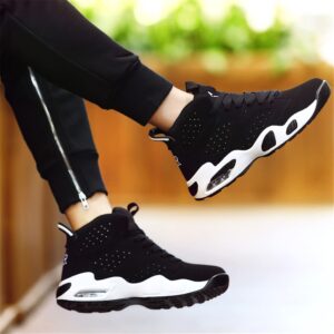 LEADER SHOW Womens Casual Fashion Sneakers Breathable Gym Running Sports Walking Shoes (8, Black)