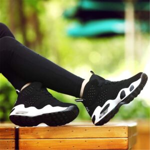 LEADER SHOW Womens Casual Fashion Sneakers Breathable Gym Running Sports Walking Shoes (8, Black)