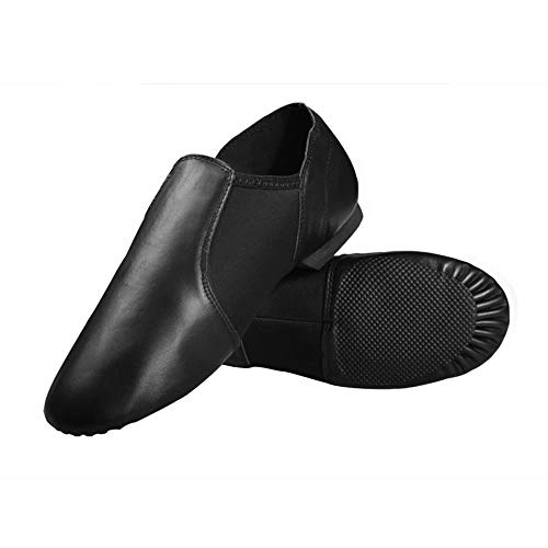 ARCLIBER Unisex Dance Shoes Leather Upper Slip-On Jazz Shoes for Women Men 5.5M Black