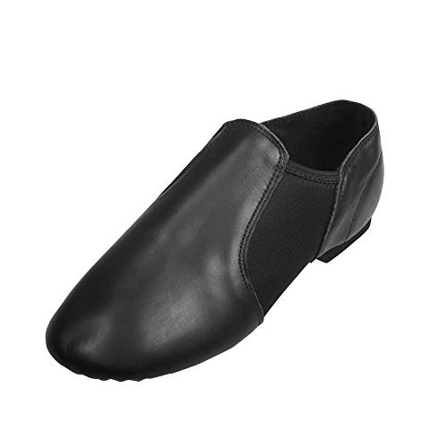 ARCLIBER Unisex Dance Shoes Leather Upper Slip-On Jazz Shoes for Women Men 5.5M Black