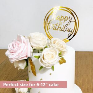 6-Pack Gold Birthday Cake Topper Set, Double-Sided Glitter, Acrylic Happy Birthday Cake Toppers/Cupcake Toppers, Birthday Decorations for Children or Adults.