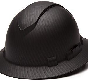 Pyramex Ridgeline Full Brim Hard Hat, Vented, 4-Point Ratchet Suspension, Matte Black Graphite Pattern