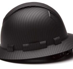 Pyramex Ridgeline Full Brim Hard Hat, Vented, 4-Point Ratchet Suspension, Matte Black Graphite Pattern