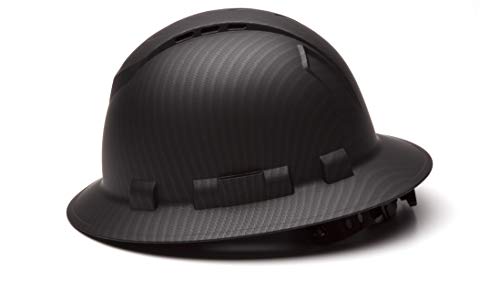 Pyramex Ridgeline Full Brim Hard Hat, Vented, 4-Point Ratchet Suspension, Matte Black Graphite Pattern