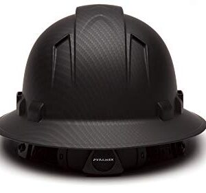 Pyramex Ridgeline Full Brim Hard Hat, Vented, 4-Point Ratchet Suspension, Matte Black Graphite Pattern