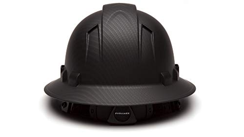 Pyramex Ridgeline Full Brim Hard Hat, Vented, 4-Point Ratchet Suspension, Matte Black Graphite Pattern