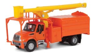 walthers ho scale international 4300 2-axle truck with tree trimmer body orange
