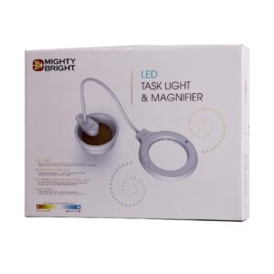 The Original Mighty Bright LED Task Light and Magnifier Lamp, Clip-On or Free-Standing, Color-Adjustable (Warm Eye-Care Light to Bright White), 2X Magnifier w/ 5X Bifocal, Touch-Activated, Dimmable