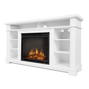 belford 56" electric fireplace tv stand in white by real flame