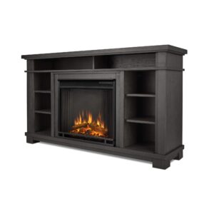 belford 56" electric fireplace tv stand in grey by real flame