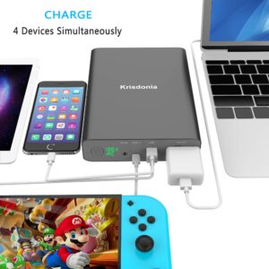 Krisdonia AC Outlet Portable Charger 60000mAh 110V/130W Laptop Power Bank with AC Outlet, 2 USB QC 3.0 and Type-C for Laptop, CPAP, Drone, Projector, Smartphone and Others