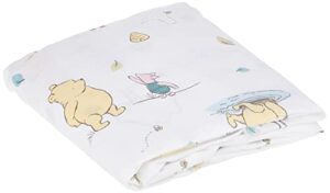 winnie the pooh classic pooh 100% cotton fitted crib sheet in ivory, butter, aqua and orange