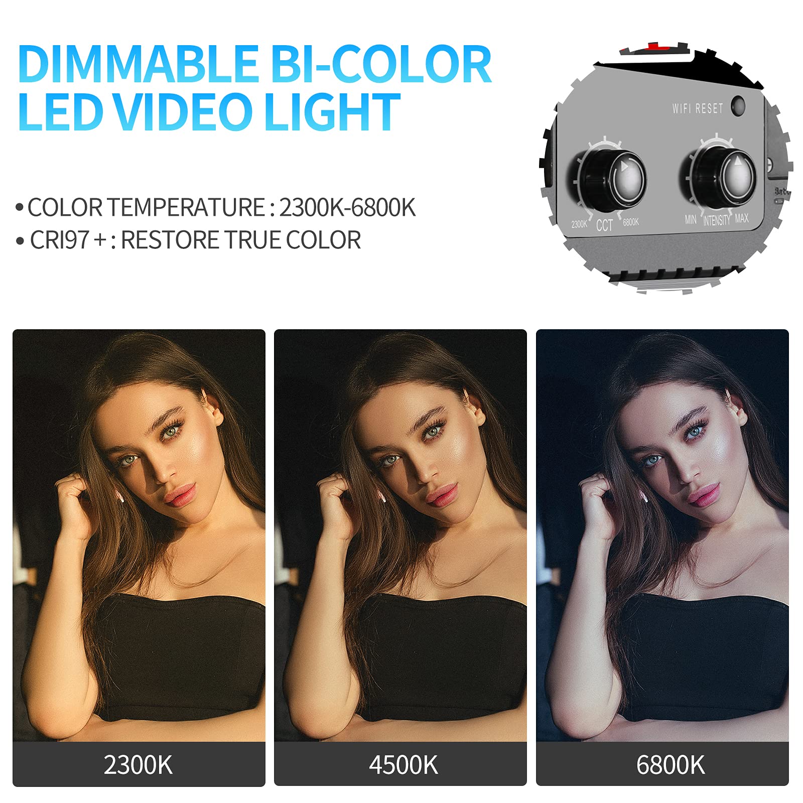 GVM 3 Pack LED Video Lighting Kits with APP Control, Bi-Color Variable 2300K~6800K with Digital Display Brightness of 10~100% for Video Photography, CRI97+ TLCI97 Led Video Light Panel +Barndoor