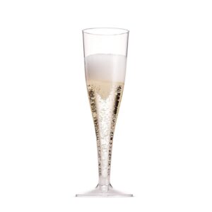 BloominGoods Plastic Champagne Glasses, 50-Pack Disposable or Reusable Large Champagne Flutes, 7 oz