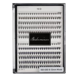 bodermincer 240pcs c curl 10d/20d cluster eyelashes 8/9/10/11/12mm and under eyelashes mixed professional makeup individual cluster eye lashes (8/9/10/11/12mm and under eyelashes)