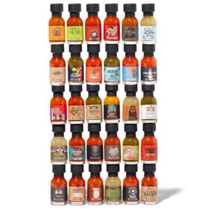 Thoughtfully Gourmet, Master Hot Sauce Collection Sampler Set, Flavors Include Garlic Herb, Apple Whiskey and More, Gift Set of 30