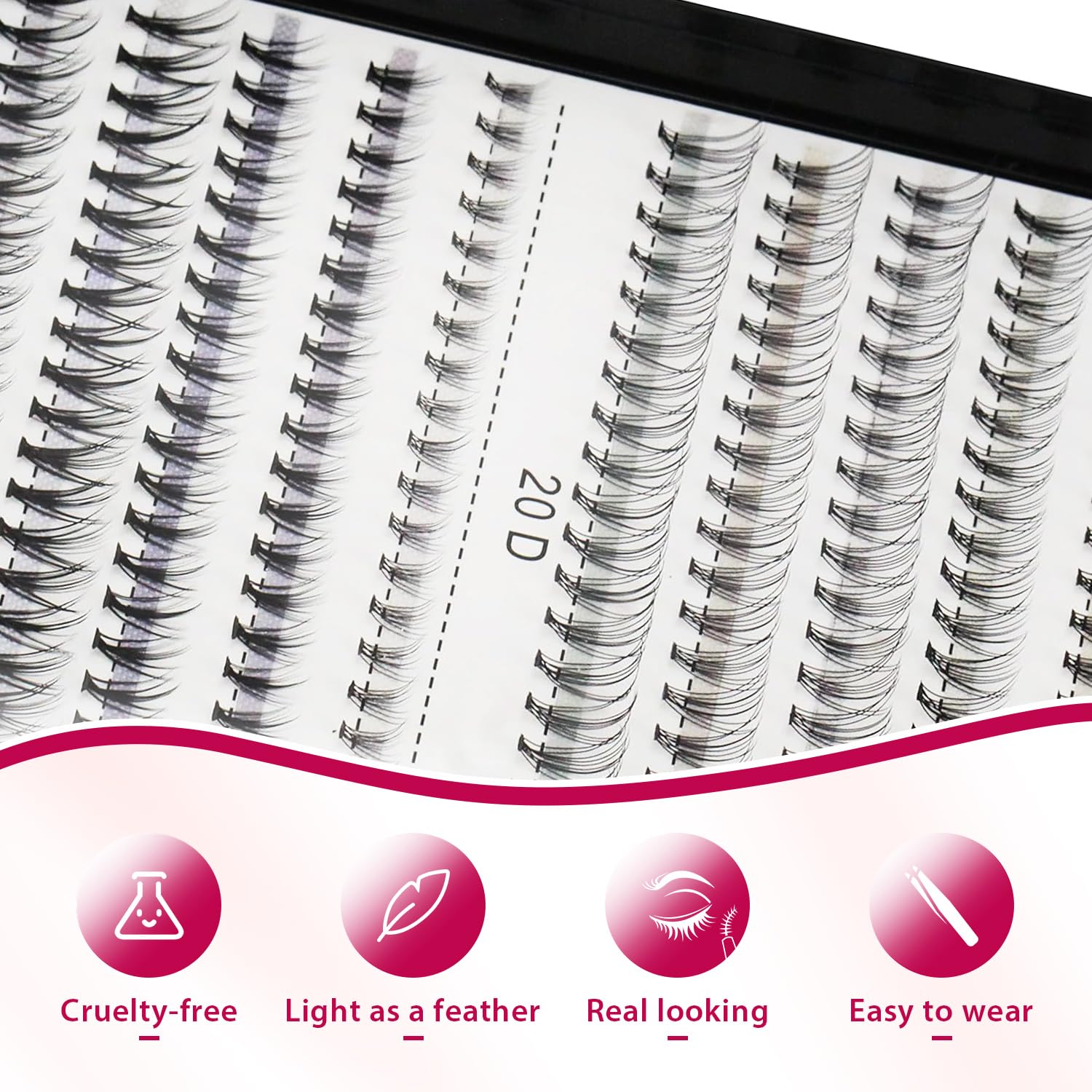 Bodermincer 240pcs C Curl 10D/20D Cluster Eyelashes 8/9/10/11/12mm and Under Eyelashes Mixed Professional Makeup Individual Cluster Eye Lashes (8/9/10/11/12mm and Under Eyelashes)
