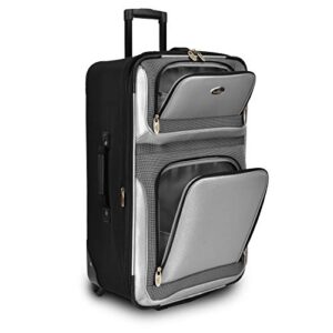 U.S. Traveler New Yorker Lightweight Softside Expandable Travel Rolling Luggage, Gray, 4-Piece Set (15/21/25/29)