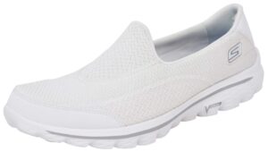 skechers performance women's go walk 2 slip-on walking shoe, white, 8.5 m us