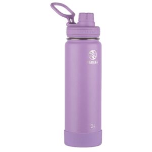 takeya actives 24 oz vacuum insulated stainless steel water bottle with spout lid, premium quality, lilac