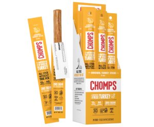 chomps free range jerky snack sticks keto paleo whole30 approved gluten free sugar free 60 calorie snacks ,1.15 ounce (pack of 24)