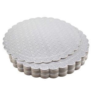 tebery 15 pack round cake boards 10-inch premium silver cake circles cardboard scalloped cake circle base