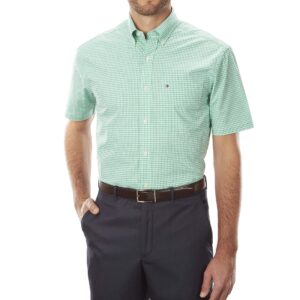 Tommy Hilfiger Men's Short Sleeve Button-Down Shirt, Cactus, 16.5" Neck
