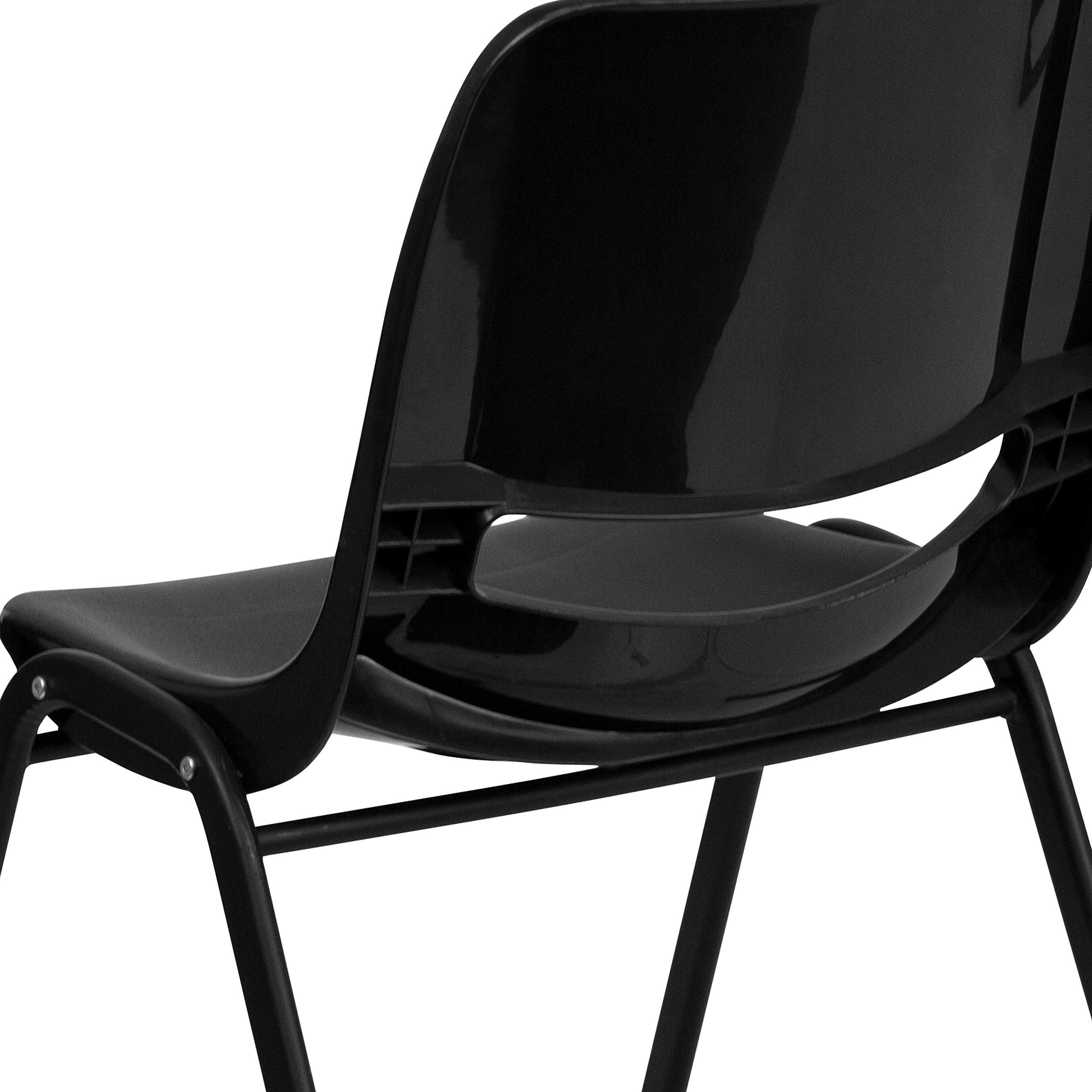 EMMA + OLIVER Kid's Black Ergonomic Shell Stack Chair - Black Frame and 12" H Seat