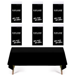 black 6 pack premium disposable plastic tablecloth 54 x 108 in - plastic table cloths for parties disposable tablecloth for rectangle table up to 8 ft - rectangle tablecloth - black plastic tablecloth