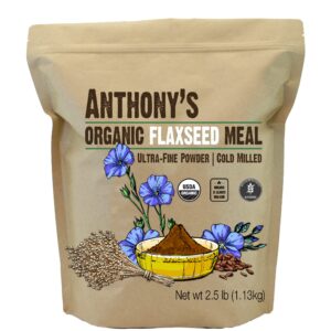 Anthony's Organic Flaxseed Meal, 2.5 lb, Gluten Free, Ground Ultra Fine Powder, Cold Milled, Keto Friendly