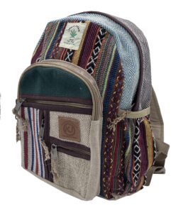 kayjaystyles small lightweight daypack backpack handmade himalayan hemp travel, hiking, purse for men, women (daypack5)