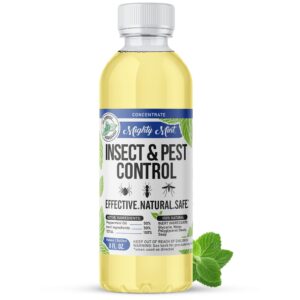 mighty mint insect & pest control peppermint concentrate 8 oz - makes 1 gallon - plant-based formula kills and prevents spiders, ants, flying insects, and more