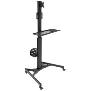 Mount-It! Adjustable Mobile PC Workstation - Up to 32" Monitor Mount Rolling Computer Cart with Wheels, Monitor Stand, Keyboard and CPU Holder for Office, Medical, Hospitals, Home & Classrooms