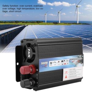 Solar Charger Inverter, All in One 500W Solar Panel Battery Intelligent Regulator Chargeing Controller for Household, Outdoor Trip Camping, Vehicle RV Truck Charging Black(12v Transform 220V / 500W)