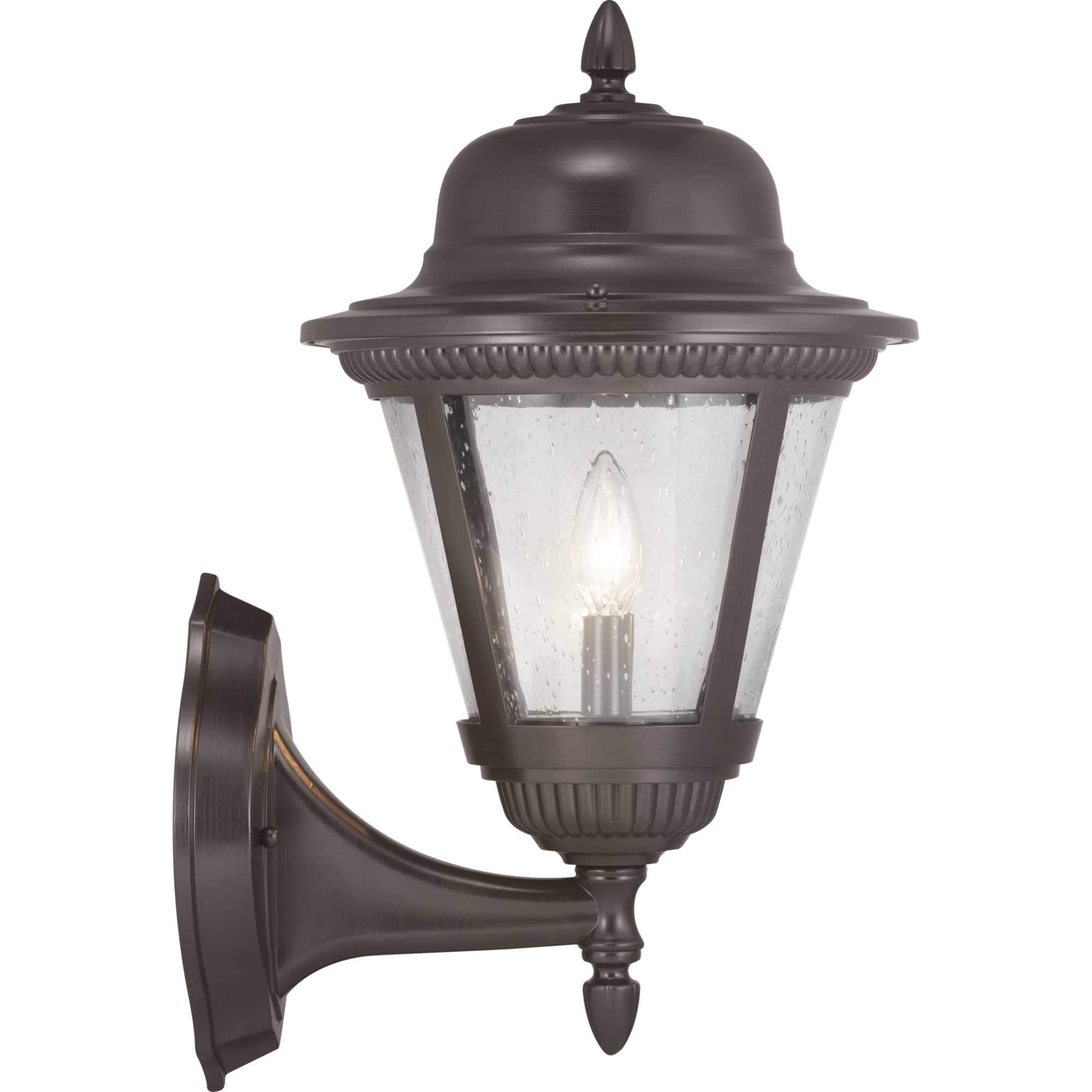 Progress Lighting Westport Collection 2-Light Clear Seeded Glass Traditional Outdoor Medium Wall Lantern Light Antique Bronze