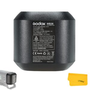 godox wb26 lithium battery pack ad600 pro flash strobe, 28.8v/2.6ah 74.88wh rechargeable li-ion battery replacement