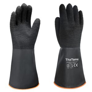 thxtoms heavy duty rubber gloves, versatile latex chemical resistant gloves, upgraded with anti-slip design, soft and thick, 14" 1 pair