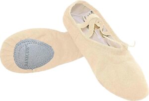 danzcue ballet slipper women's canvas split sole ballet shoes, ballet pink, 9 m