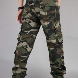 Men's Relaxed Fit Cargo Pants,Outdoors Wild Military Army Camo Combat Work Pants with 8 Pockets Army Camo 34-US 32