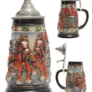 HAUCOZE Beer Stein Mug German Oktoberfest Stanley Viking Tankard with Petwer Lid Birthday Gifts 0.9Liter