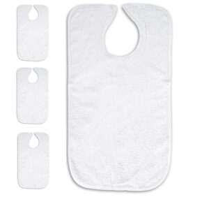 personal touch deluxe terry adult bibs with closure, 100% cotton, 3-pack size 18x30 (white)