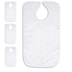 Personal Touch Deluxe Terry Adult Bibs with Closure, 100% Cotton, 3-Pack Size 18X30 (White)