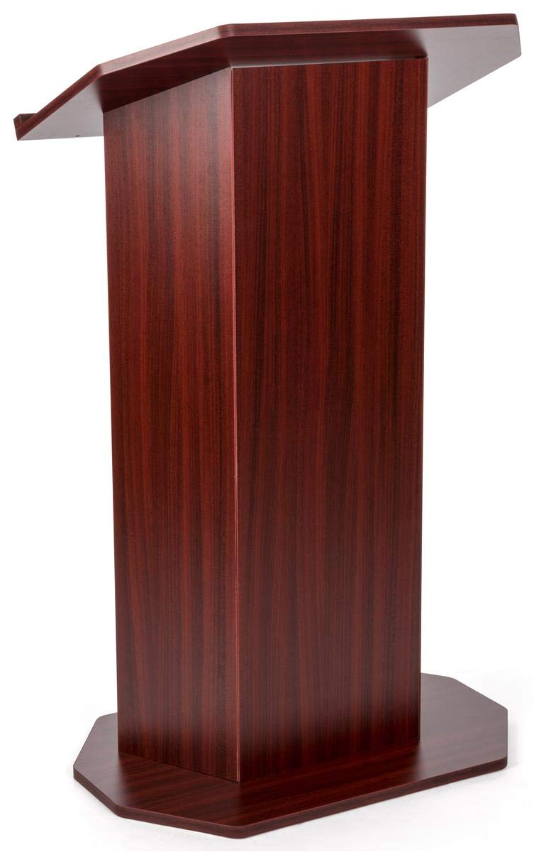 Displays2go Affordable Wooden Podium – Mahogany (OLILCTOPBSM)