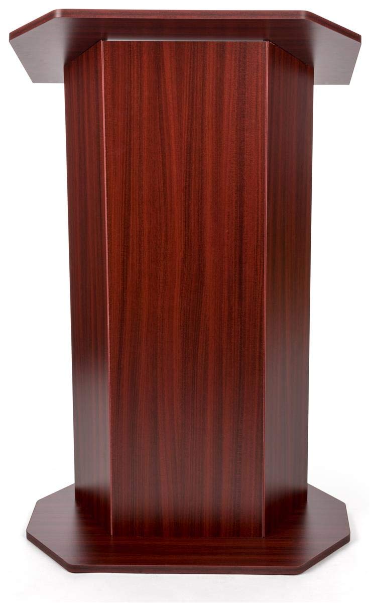 Displays2go Affordable Wooden Podium – Mahogany (OLILCTOPBSM)