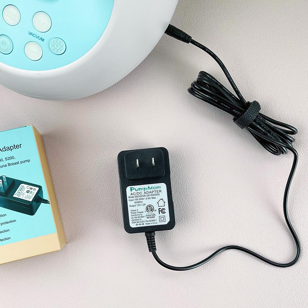 PumpMom 12V 2A Power Adapter Charger for Spectra S1 S2 S100 S200 and SG Synergy Gold Breast Pump, Replacement Power Supply for Motif Luna Brreast Pumps