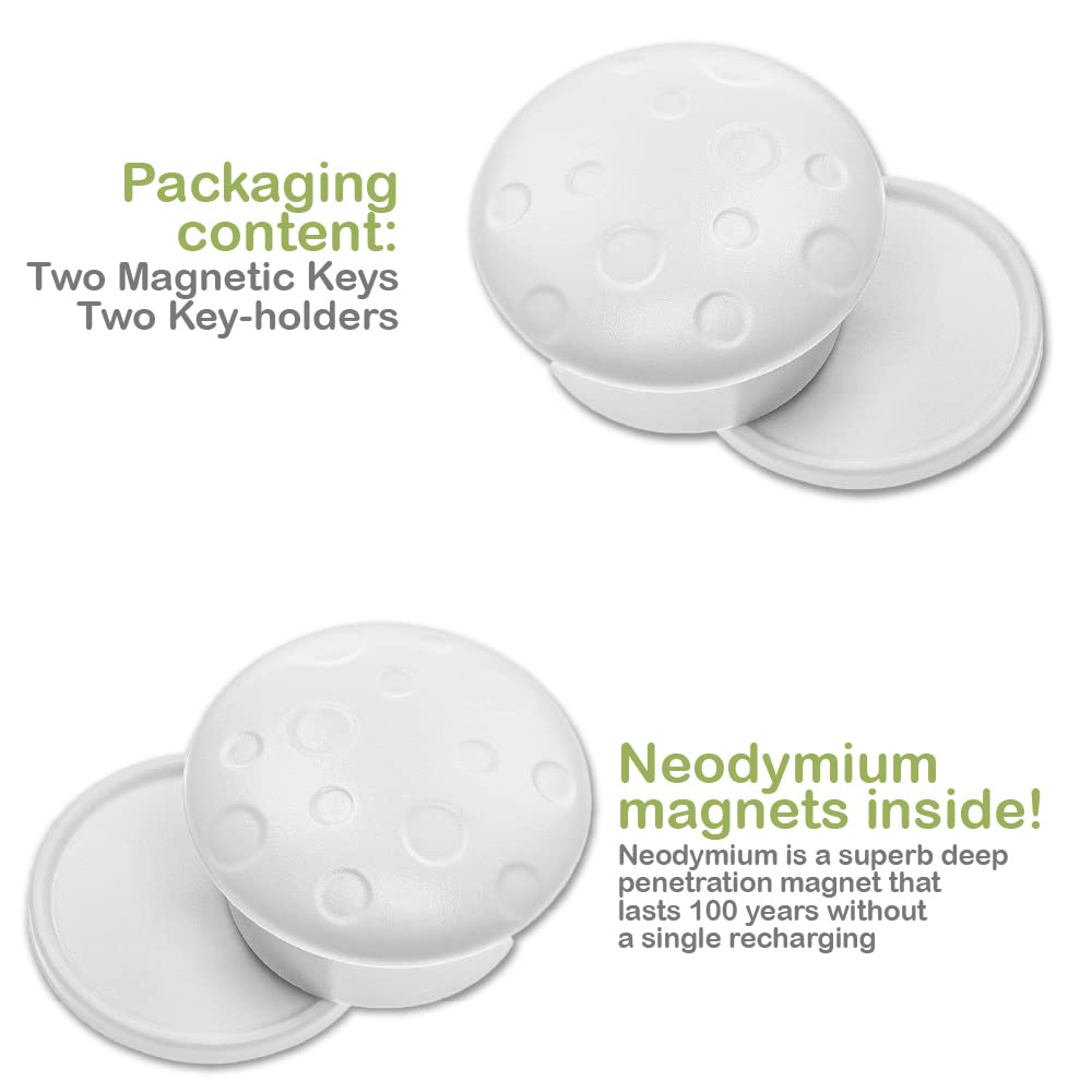 Spare Keys for Magnetic Cabinet Locks (2-Pack) by Skyla Homes - Powered by Premium Neodymium Magnet - Baby Safety Lock Key